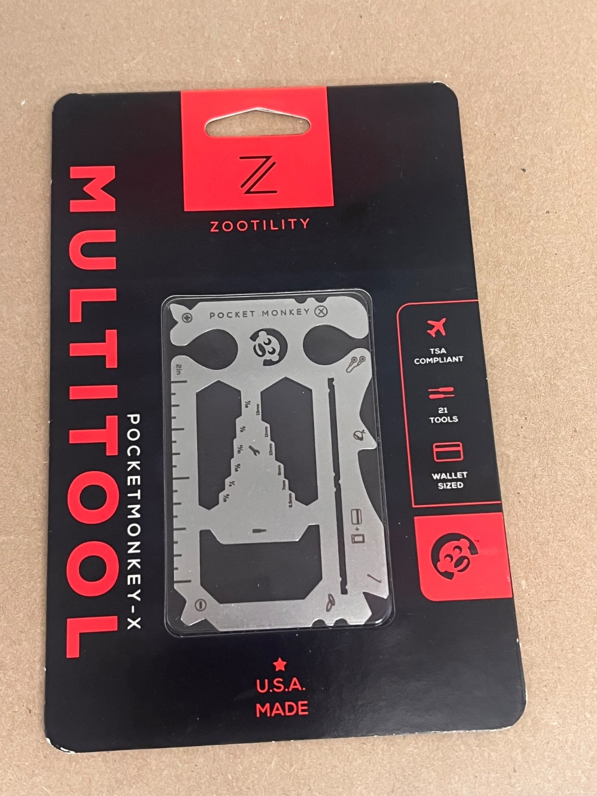 Zootility PocketMonkey Multi-Tool Really Thin Multi Tool, New In Package