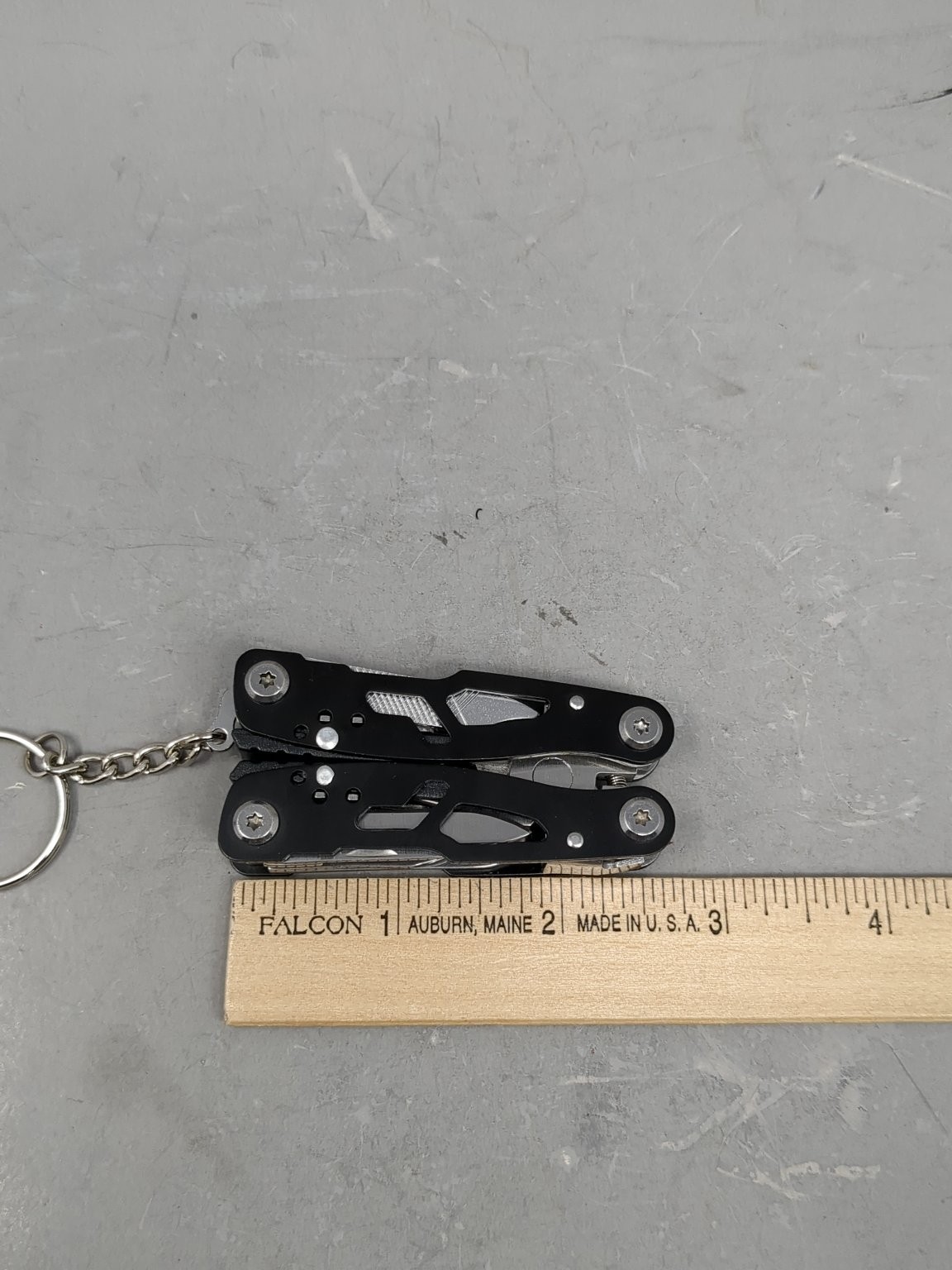 Multi-Tool Keychain with Pliers Black Stainless Steel Camping Hiking and Pouch