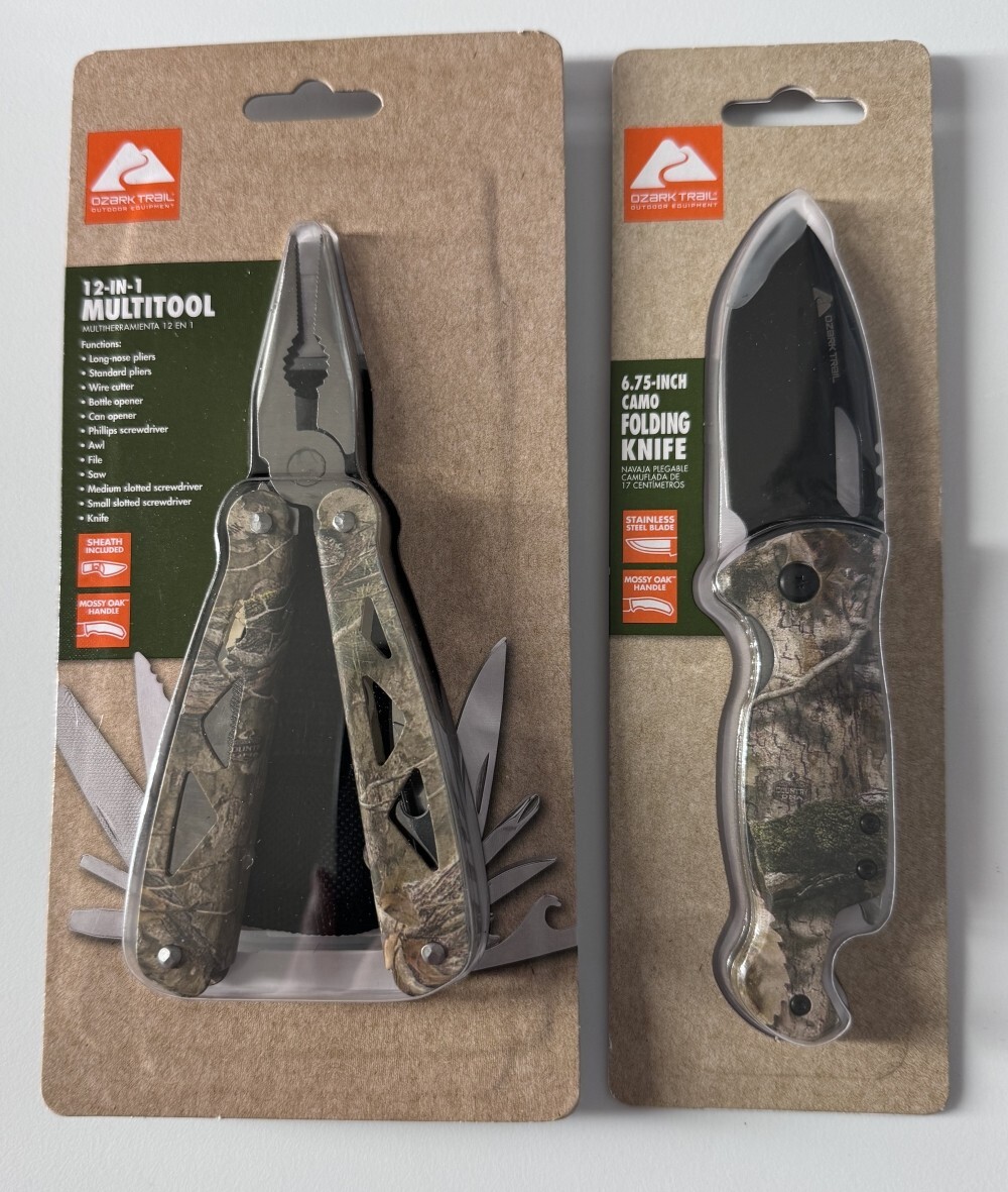 Ozark Trail Multitool 12 IN 1 Sheath Handle & 7″ FOLDING KNIFE Combo Camo Color