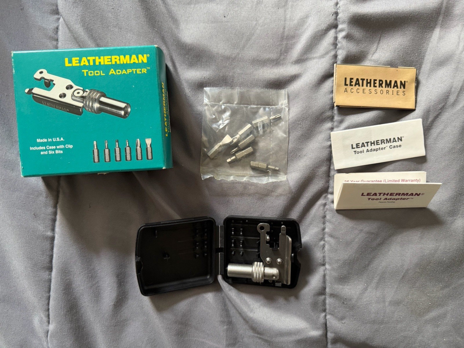 Leatherman Tool Adapter 6 Bits, Made in USA, Retired Model, Clip-on Carry Case