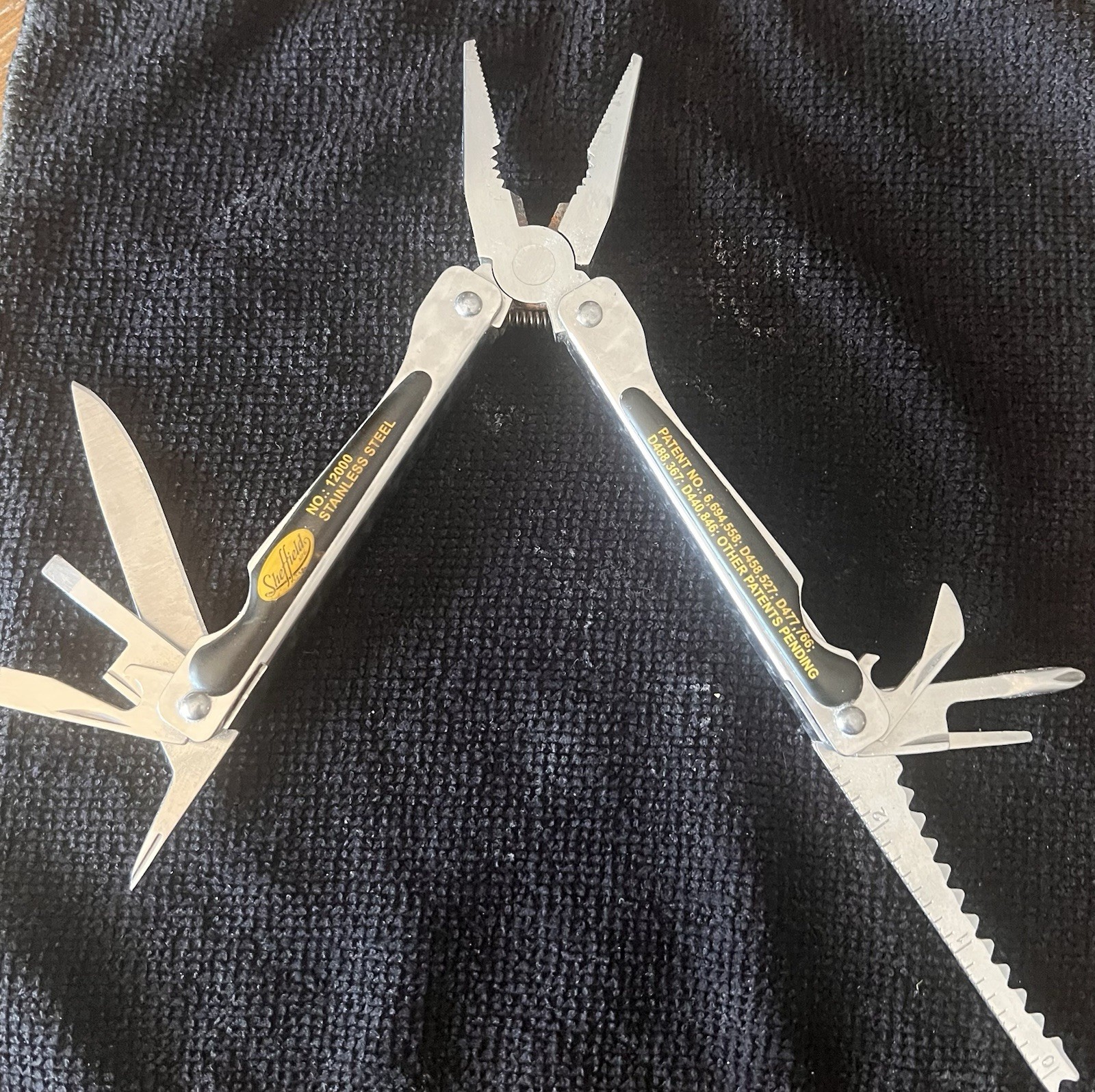 SHEFFIELD® No. 12000 Stainless Steel 15-in-1 Multi-Tool w/ Nylon Belt Pouch