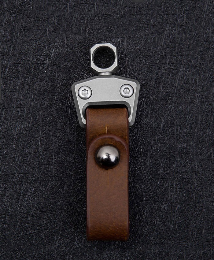 Titanium Alloy + Leather Portable Car Universal Keychain Hanging Buckle Tool EDC