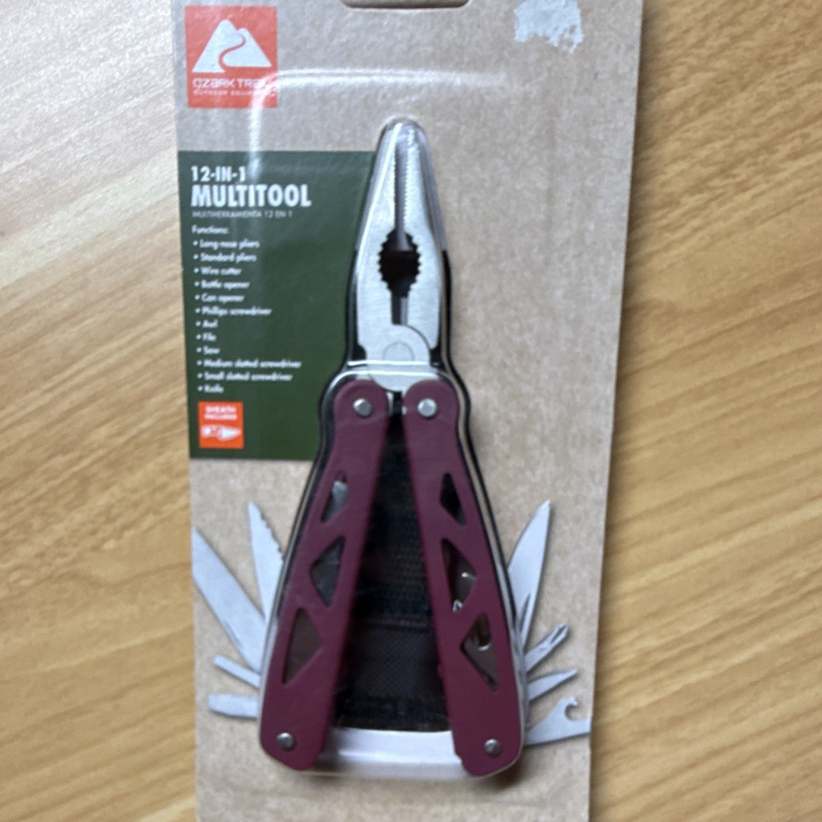Ozark Trail Maroon Handle 12-in-1 Multi-Tool Sheath Included New Sealed