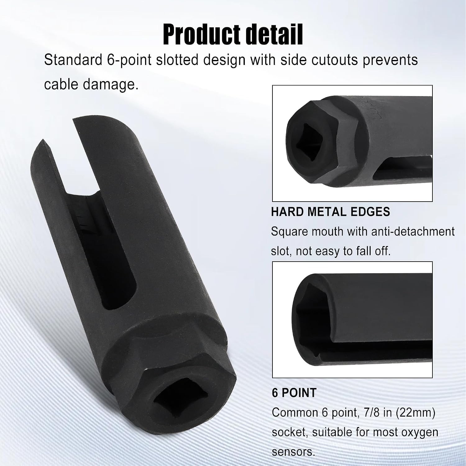 Oxygen Sensor Socket with Side Wire Cutout 3/8-Inch Drive by 7/8-Inch 22mm Fi…