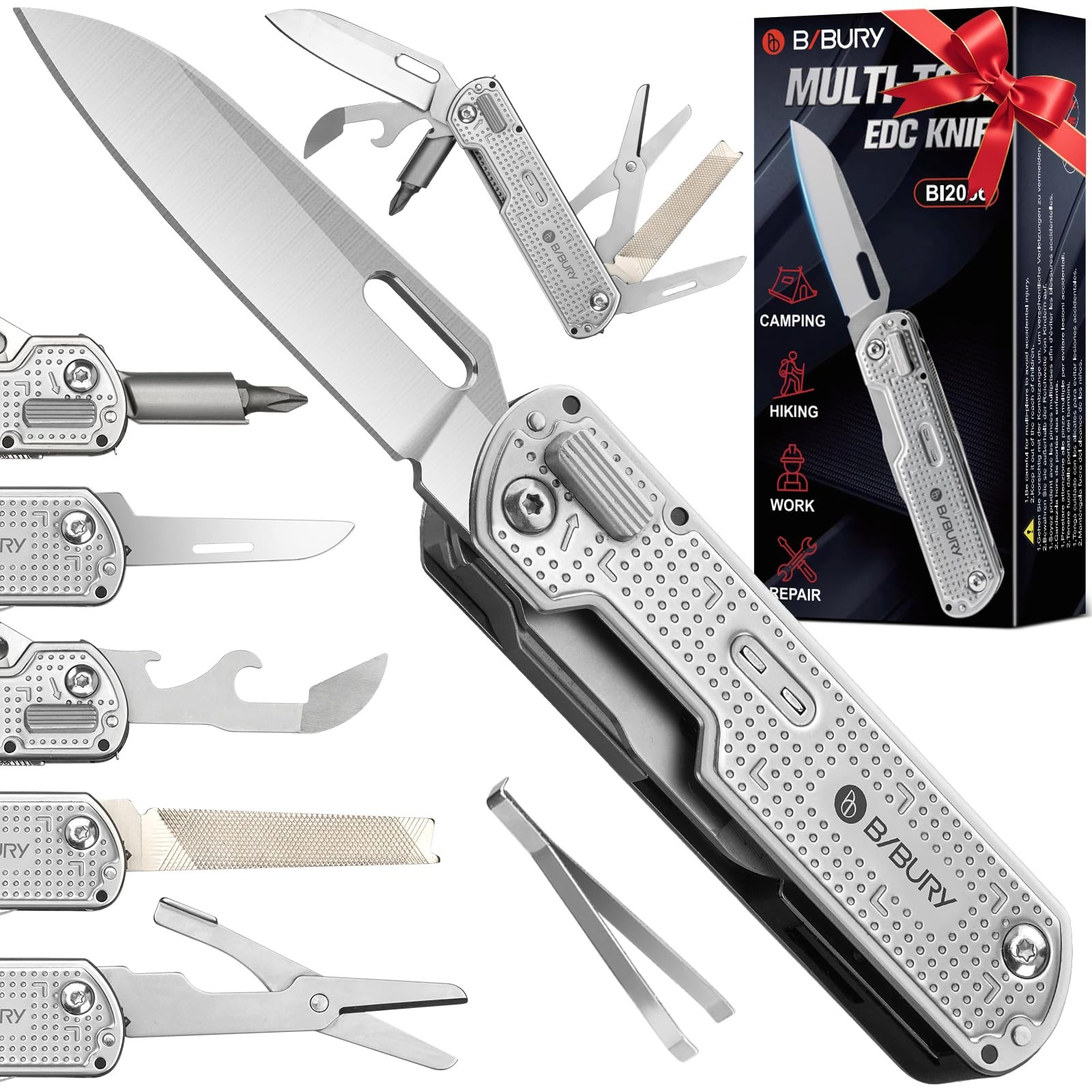 Father’s Day Gift for Dad, Pocket Knife EDC Multitool Stainless Steel, Gifts…