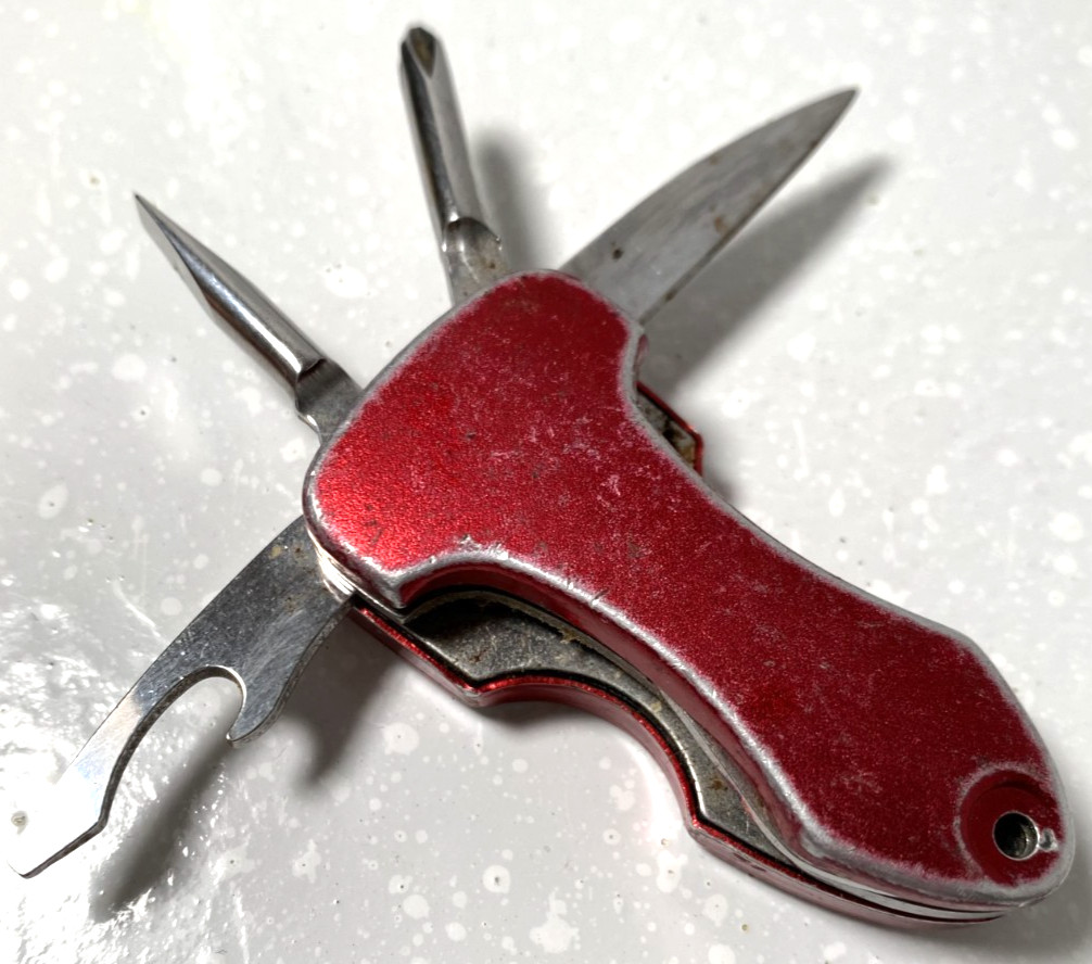 Snap-On multi tool function tool flashlight knife red bottle opener