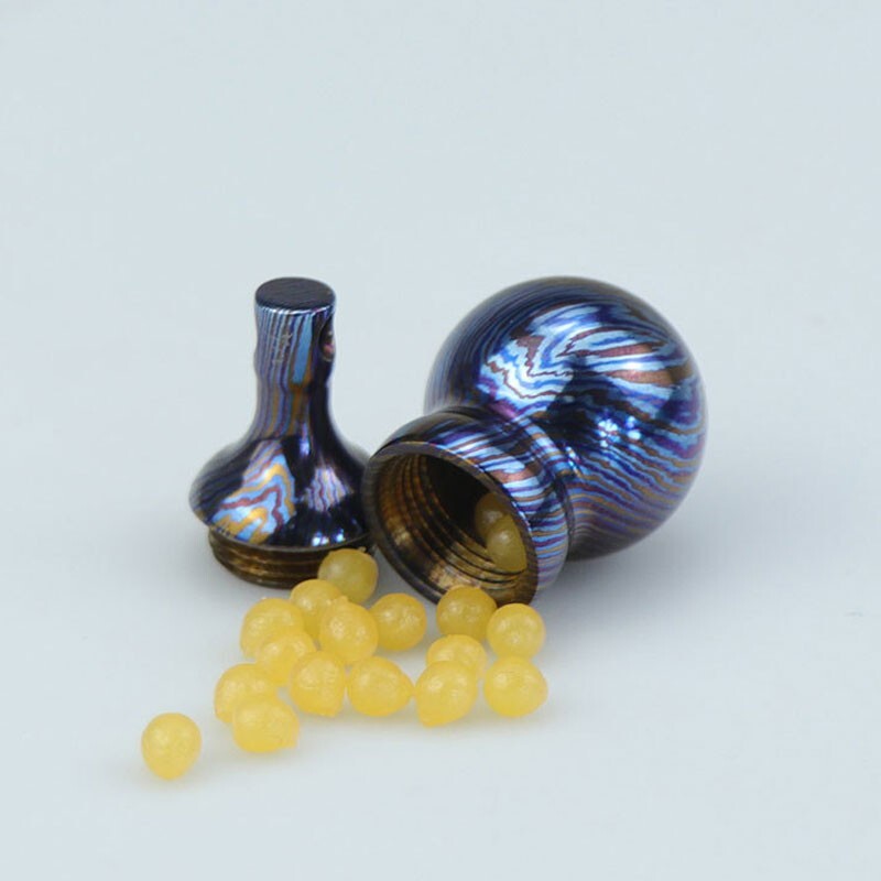 New Titanium Timascus Waterproof Pill Container Gourd Box Keychain Pendant EDC