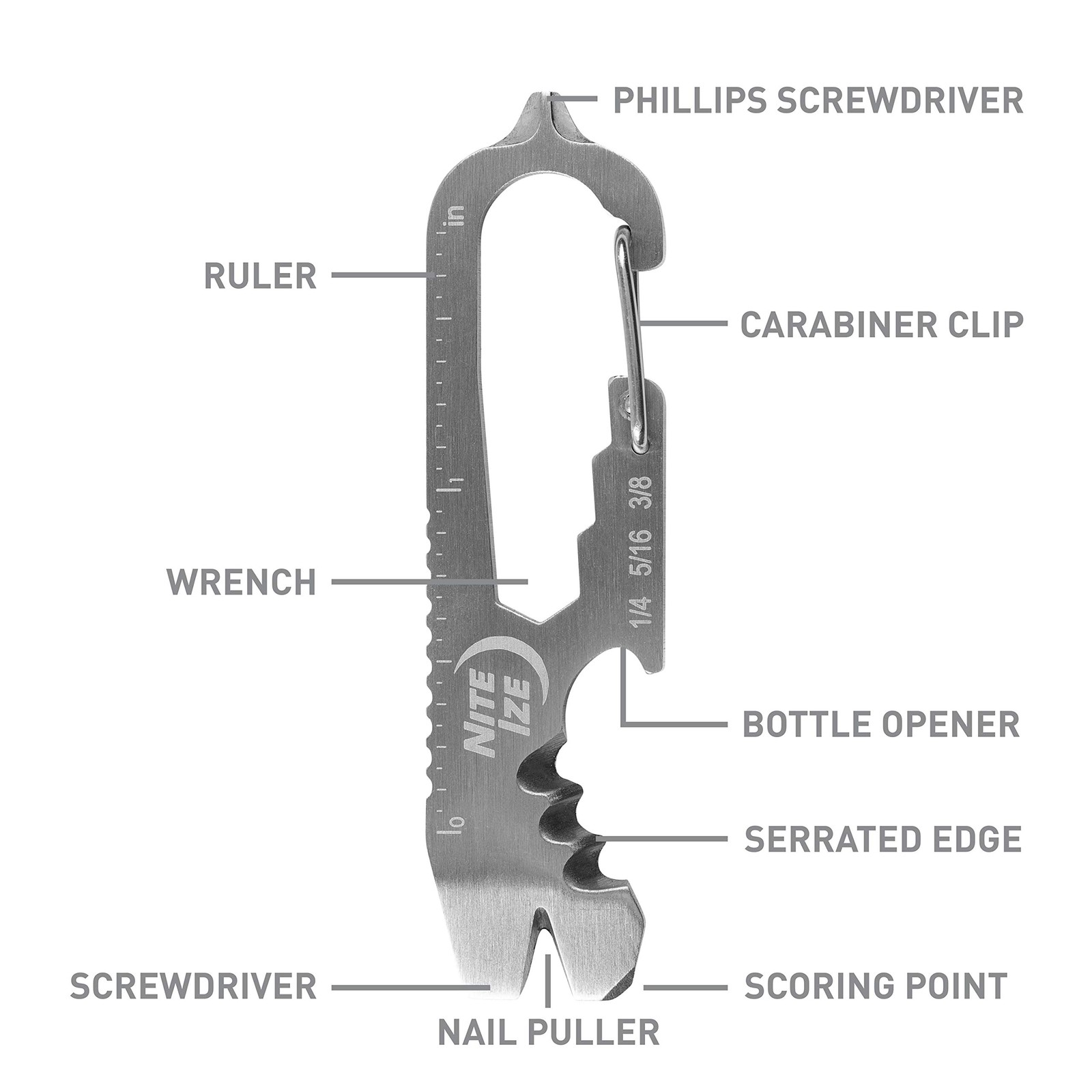 KMTSE-11-R3 DoohicKey Keychain Multi Tool, 1 Count (Pack of 1), Stainless Steel
