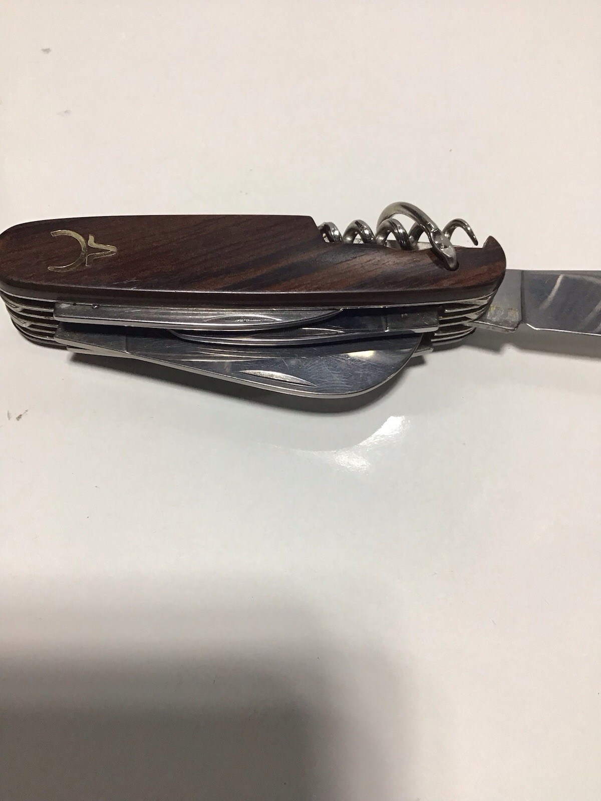 Vintage Browning Japan Multi Tool Pocket Knife Wood Handle Corkscrew
