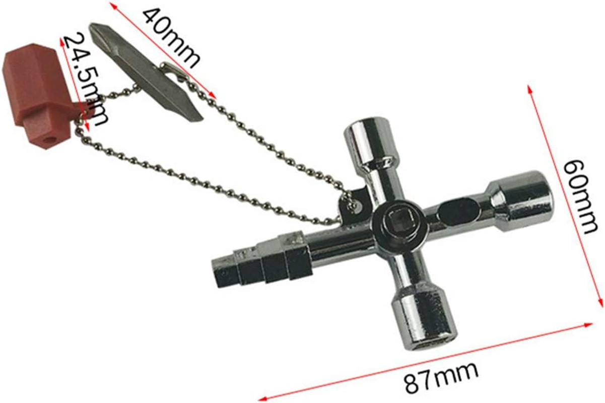 4 in 1 Universal Cross Triangle/Square/Round Key, 4 Ways Multifunction Alloy Key