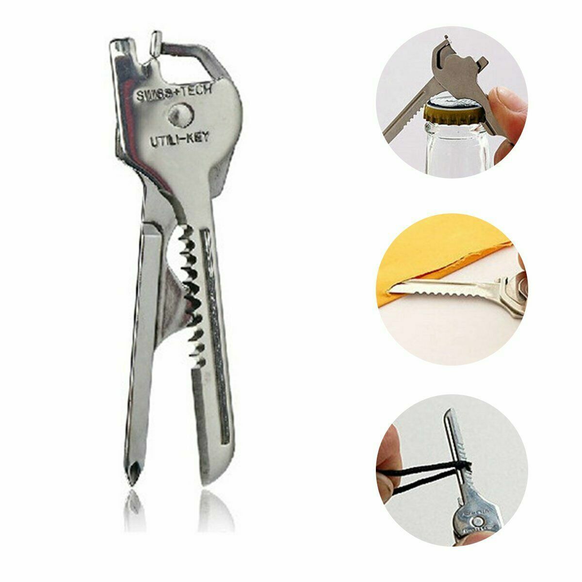 6 in1 Keychain Keyring Multi Tool Stainless EDC Screwdriver Opener Camping Tool