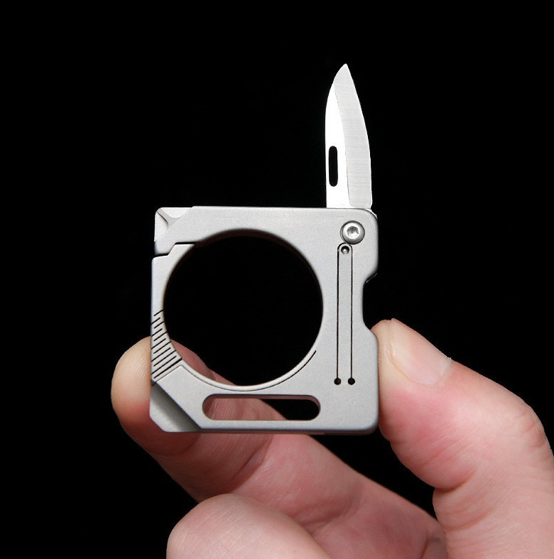 Titanium Alloy Keychain Carabiner Cutter Knife Outdoor Travel Camping Tool A++++