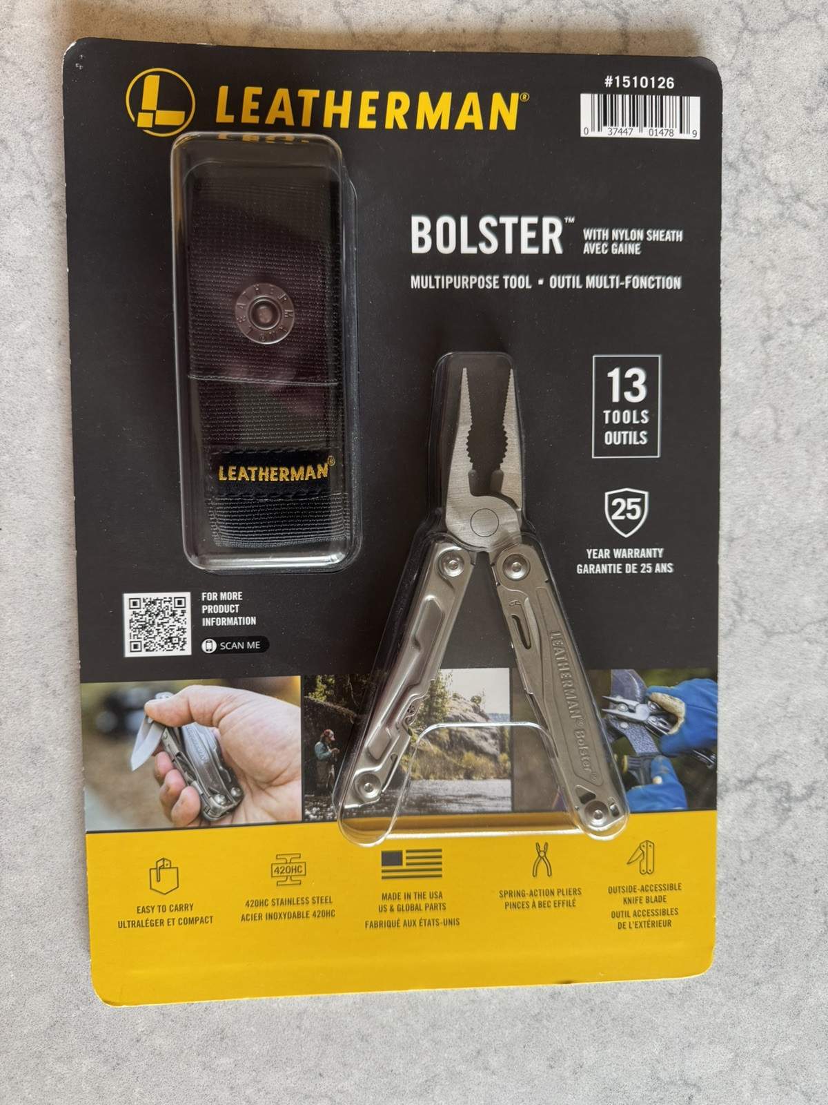 LEATHERMAN BOLSTER 13 TOOL MULTI-TOOL W/SHEATH NIP 25 YEAR WARRANTY MADE USA