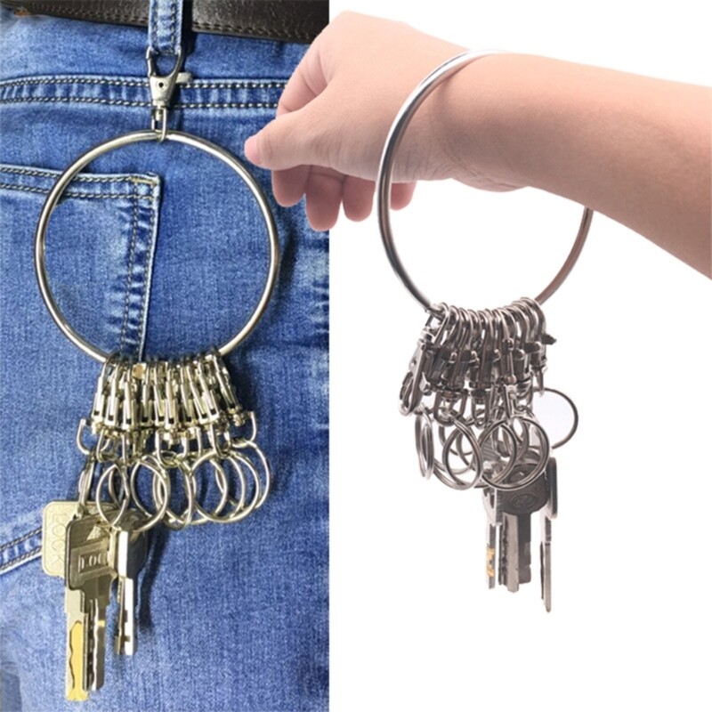Large Round Hoop Key Keychain Durable Metal Key Management Holder