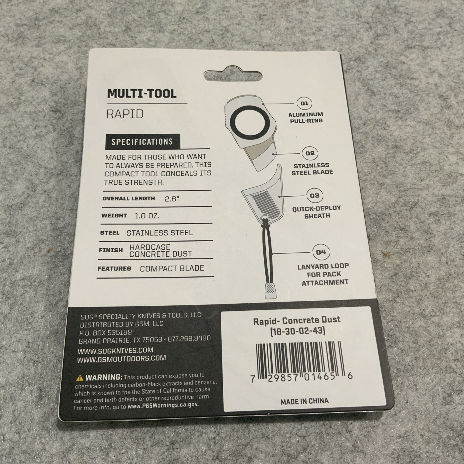 SOG Multi Tool Rapid Compact Blade Knife Concrete Dust White New