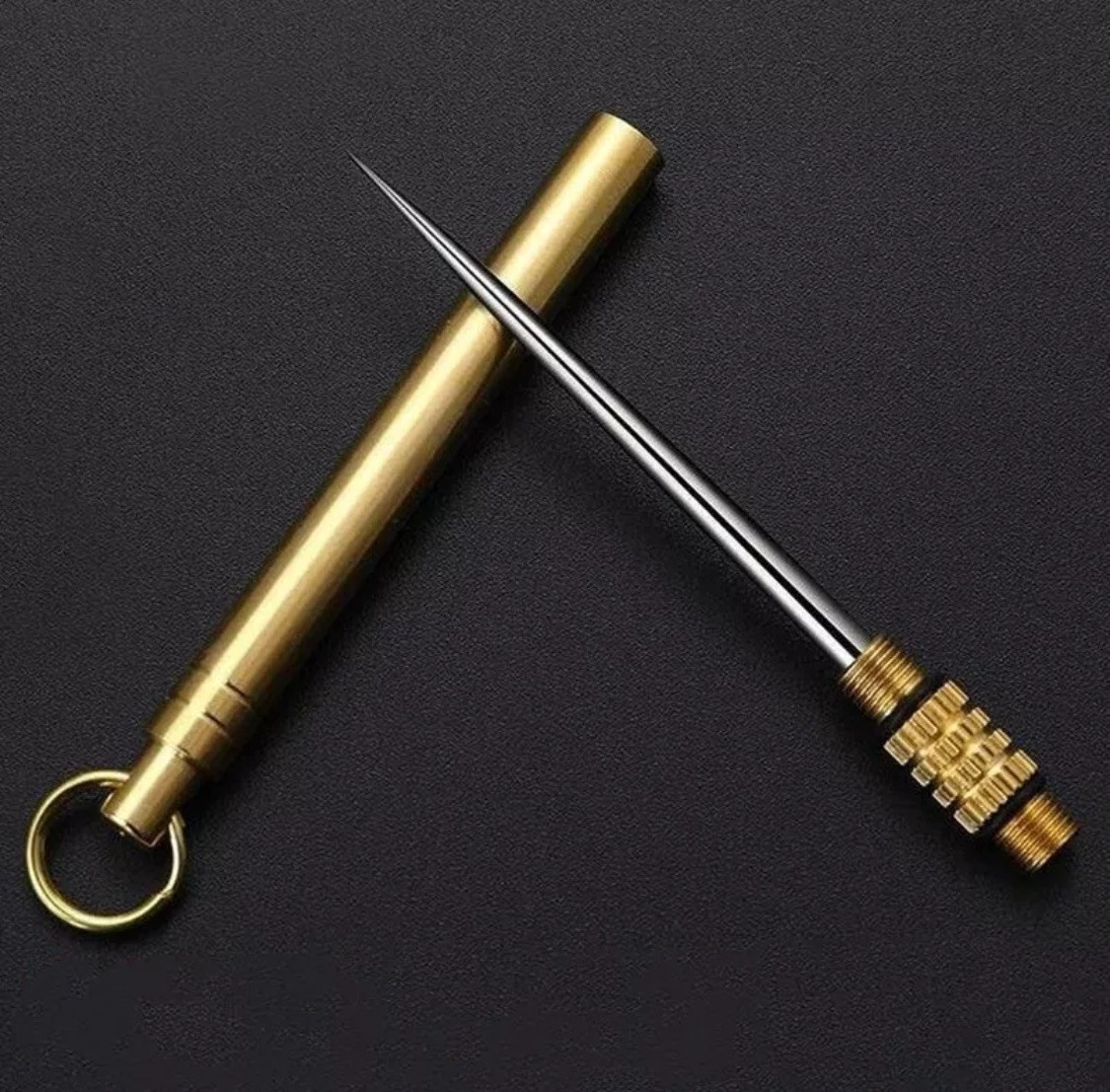 5PC Outdoor Camping Titanium Toothpick Holder Fruit Fork Keychain Floss Travel