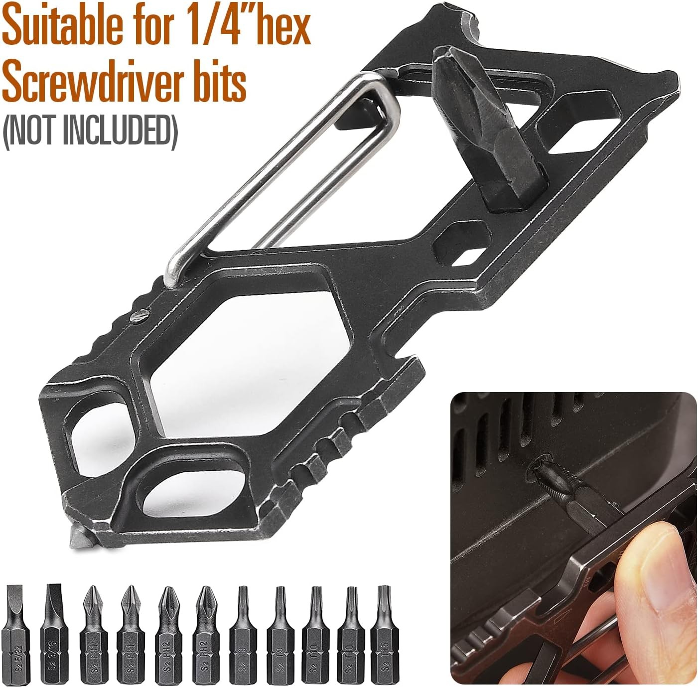 Carabiner Keychain Stainless Steel Multitool – 11 in 1 Tactical Emergency Surviv