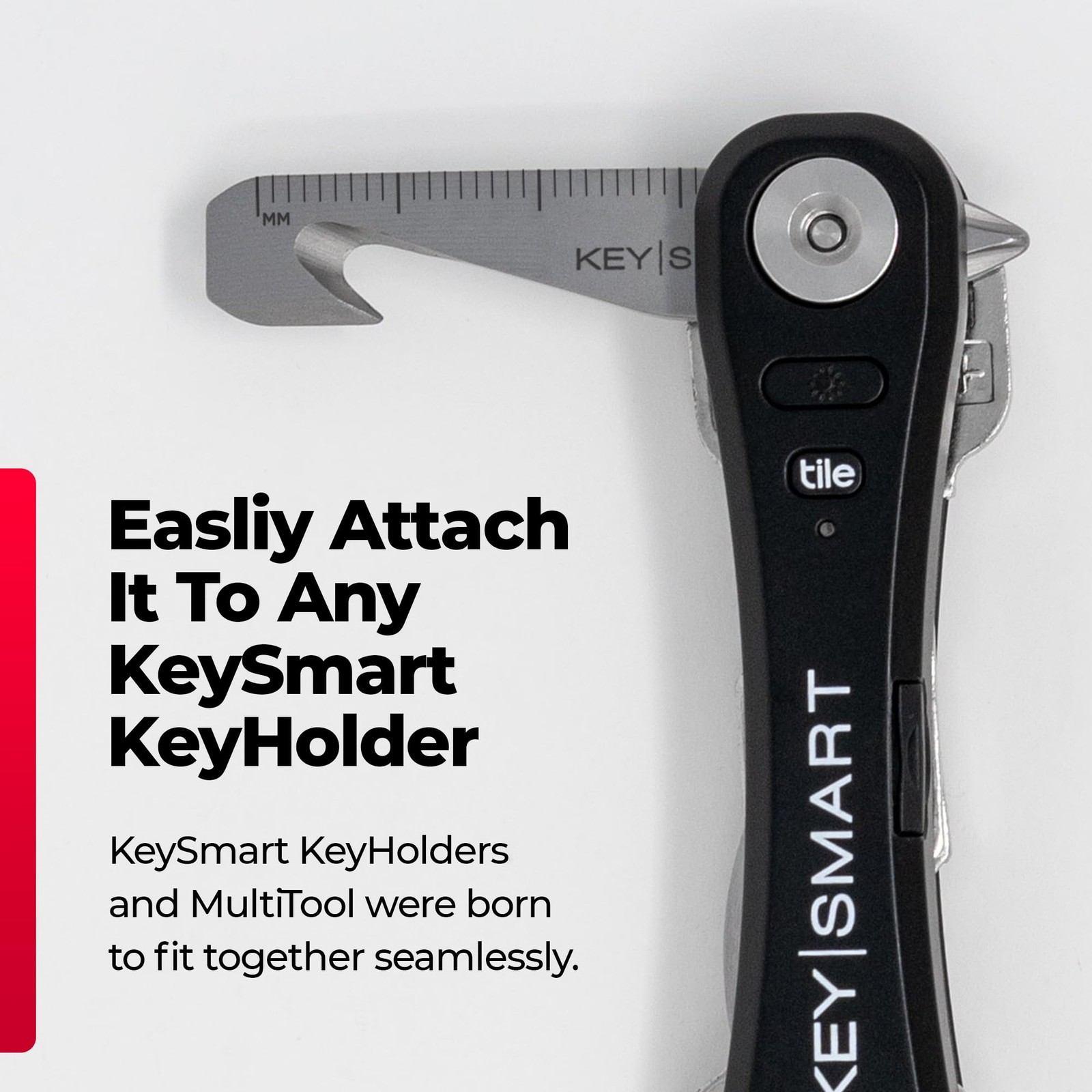 KeySmart MultiTool – 5-in-1 Multi-Purpose Keychain Tool with Box Opener, Rule…