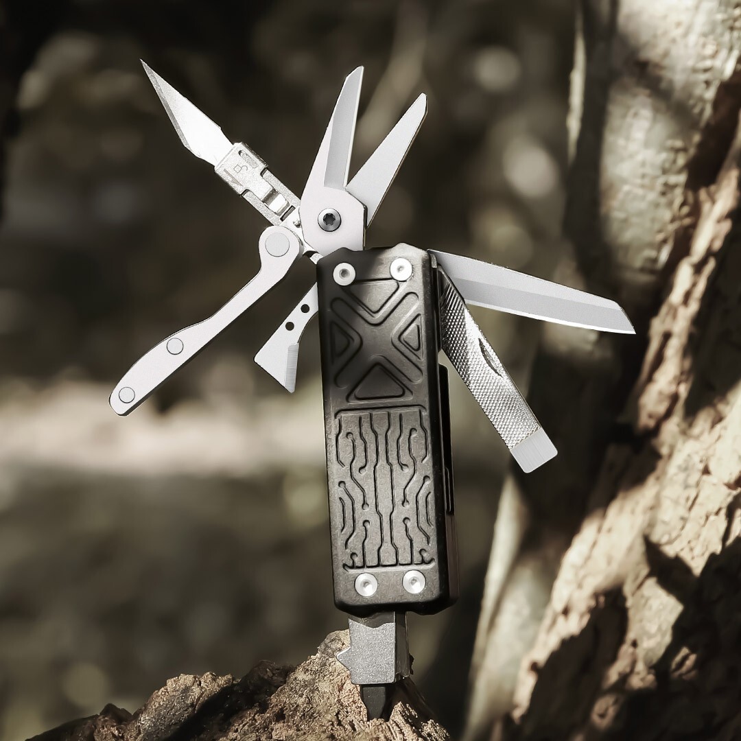NexTool E1 Pocket Tool 9 Integrated Tools w/Black Aluminum Handles 2.88″ Closed