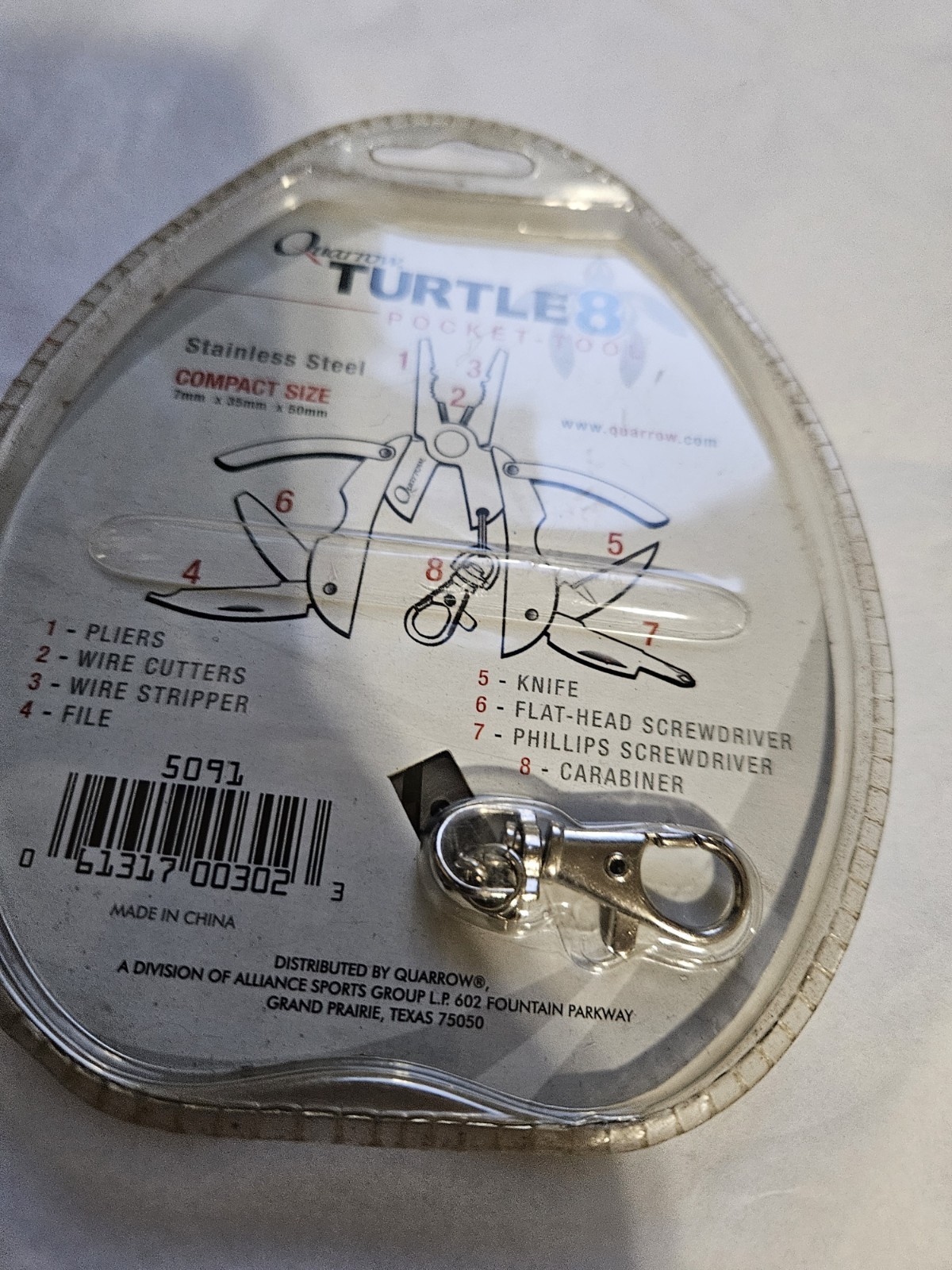 Quarrow TURTLE 8 POCKET TOOL STAINLESS STEEL COMPACT SIZE 7MMX35MMX50MM All In 1