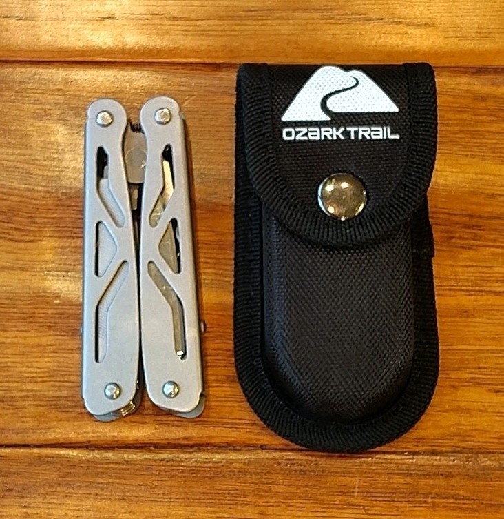 Ozark Trail 12-in-1 Multi Tool Silver Folding Pliers with Belt Sheath