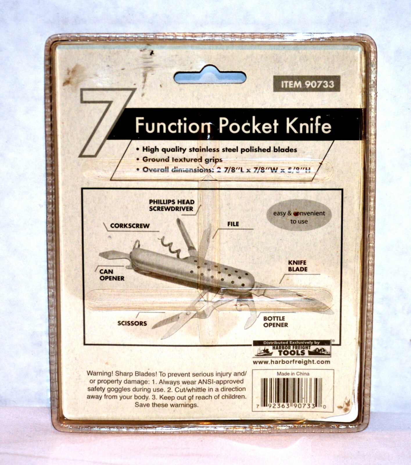 7 Function Pocket Knife – Stainless Steel – Corkscrew, Scissor, Opener New