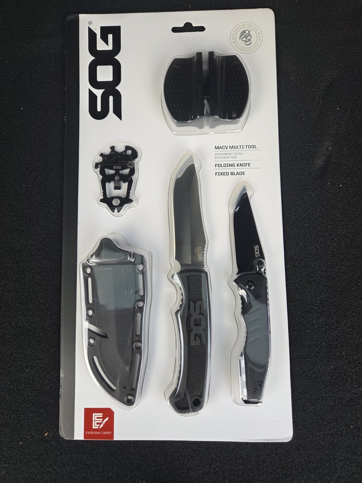SOG MULTI TOOL 2 KNIFE SET WITH SHARPENING STONE MADE IN USA NEW