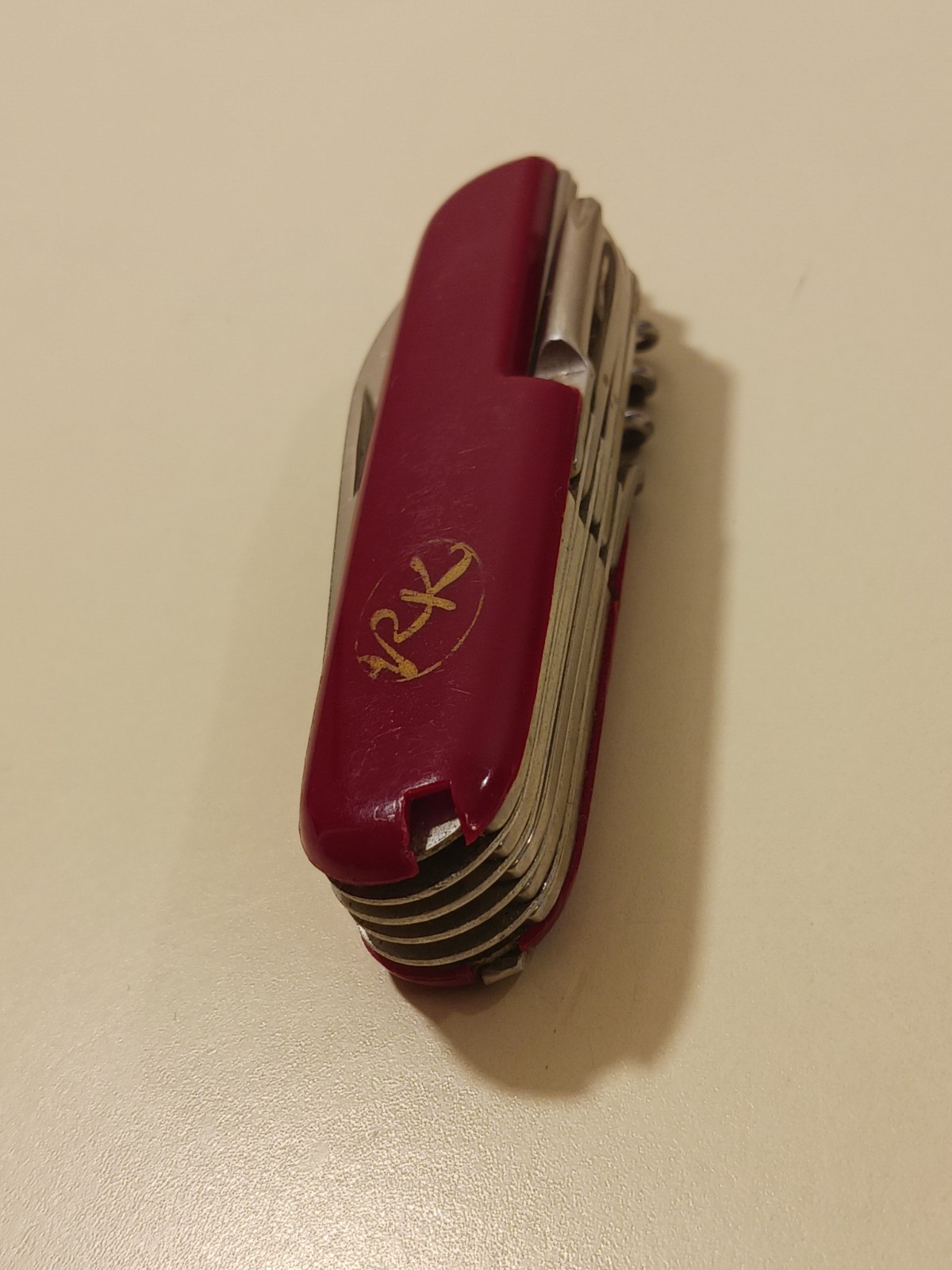 RK Logo Pocket Knife Multi-tool Stainless Steel Red Handle Camping Utility EDC