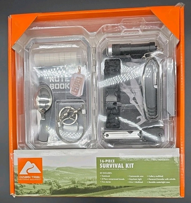 Ozark Trail Outdoor Equipment 16-Piece Survival Kit NEW IN BOX
