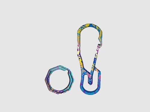 Titanium Alloy Keychain Carabiner w Ring Outdoor EDC Waist Hanging Buckle Tool