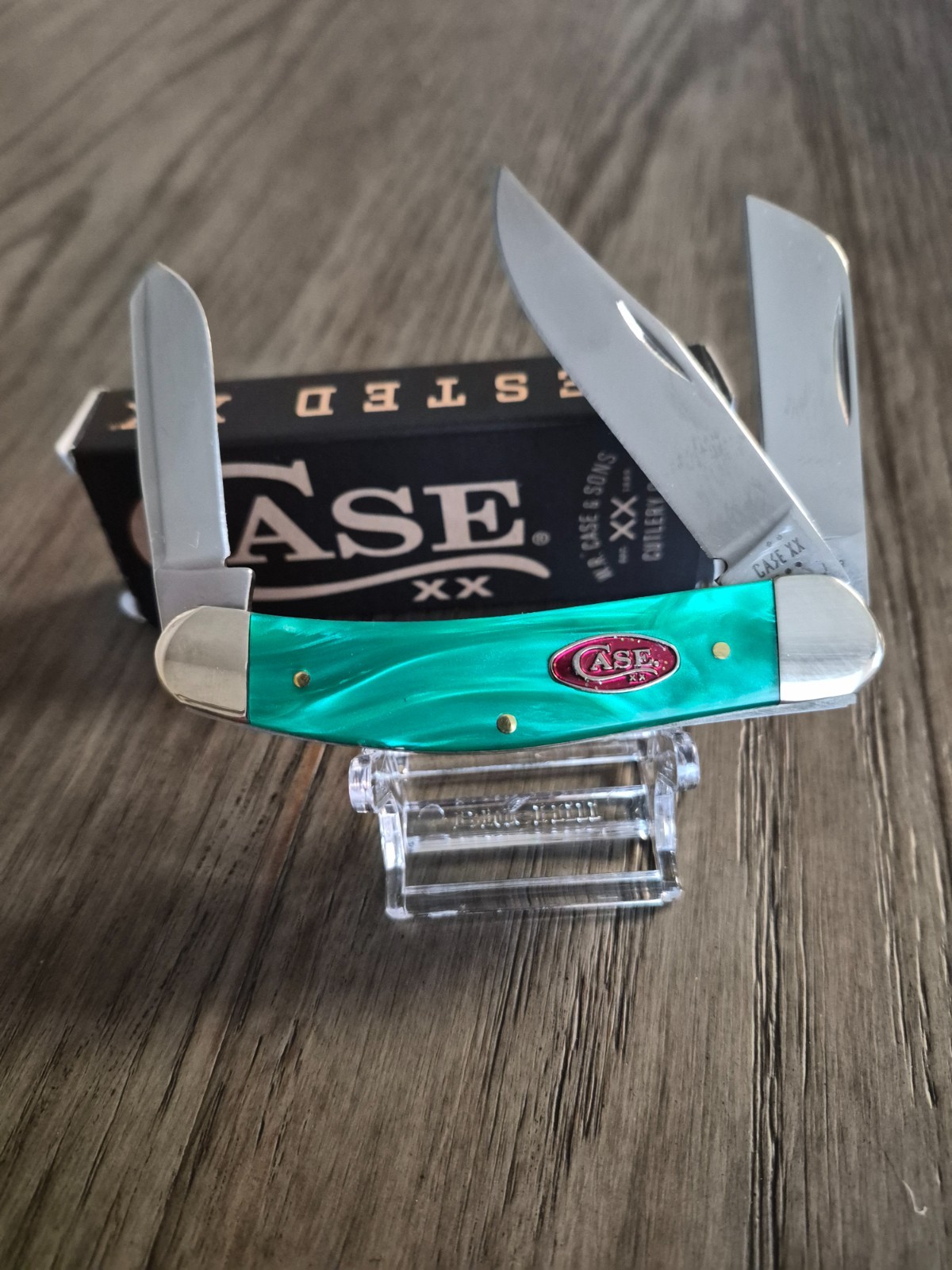 Case Pocket Knife Sowbelly Kirinite Green Pearl Knife 24411 TB10339 SS