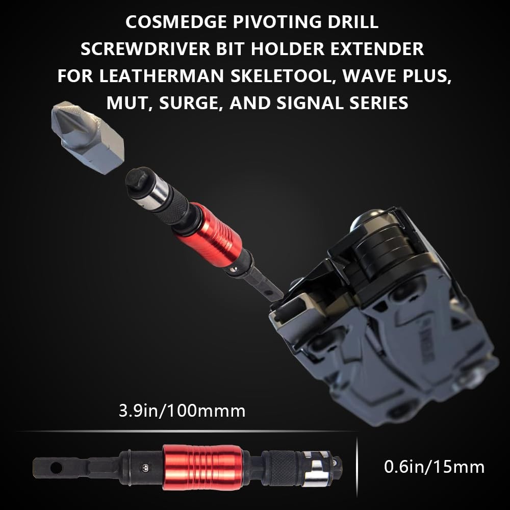 Pivoting Drill Screwdriver Bit Holder Extender for Leatherman MUT/EOD/Skeleto…
