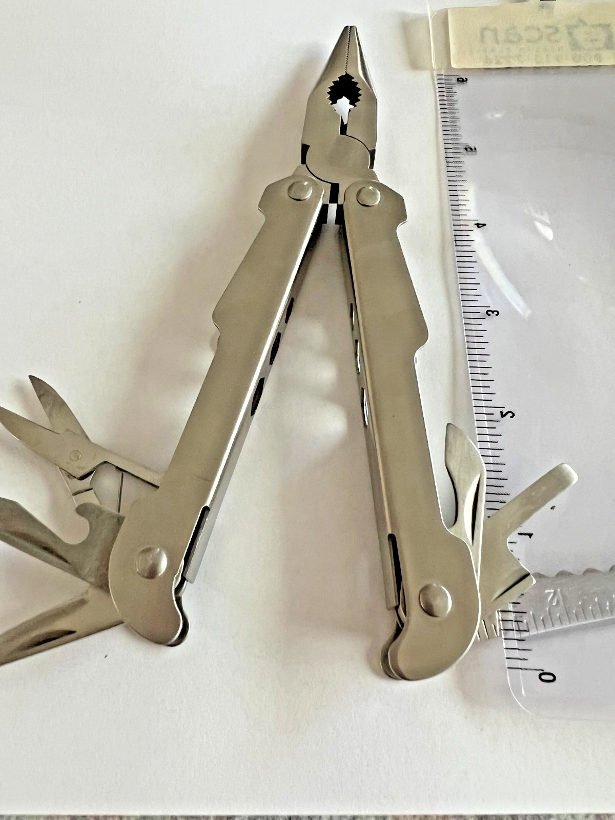 DEWAR’S Leatherman Type Stainless Steel Multi Tool * 7 Tools Black Belt Case