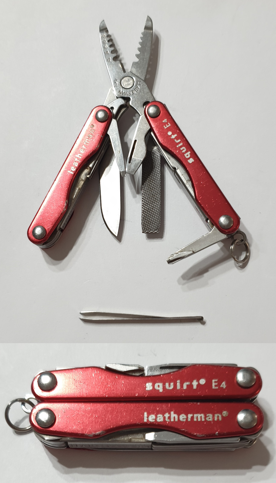 🔥 Leatherman Squirt E4 Stainless Multitool Red Rare Retired Condition