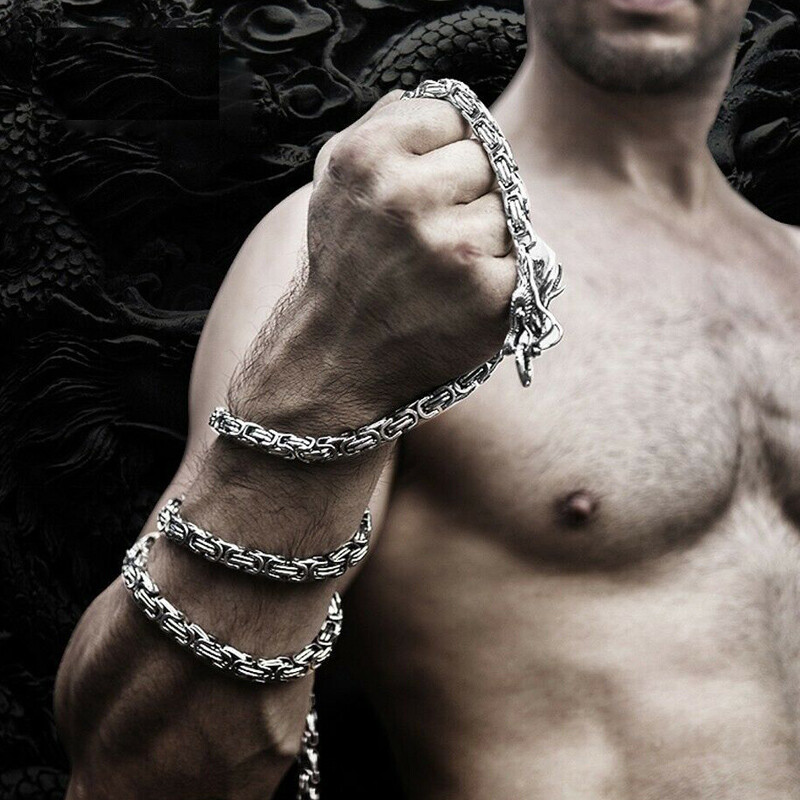 Men Stainless Steel Bracelet Self-defense Survival Dragon Necklace Chain