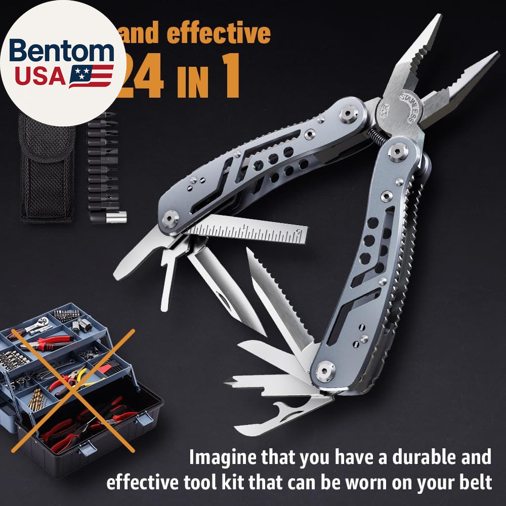 24-In-1 Multitool with Knife, Pliers & 11 Bits Sharp Stainless Steel – Multi Too