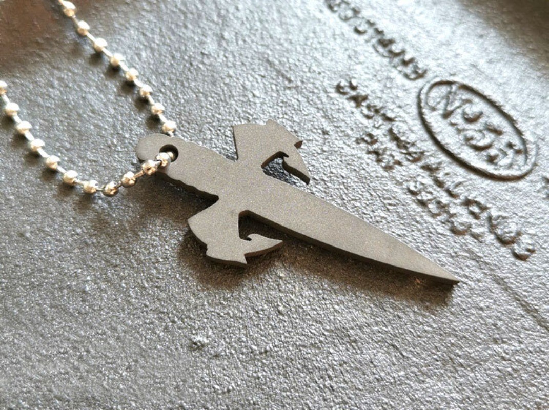 Fashion TC4 Titanium Alloy Microtech Dagger Keychain Necklace Pendant Bead Tool