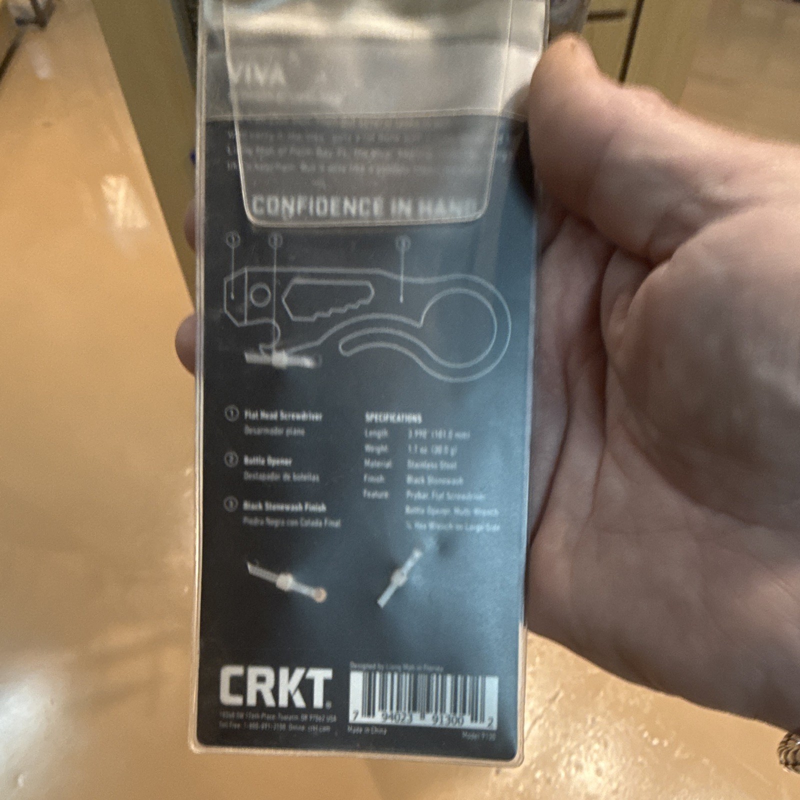 CRKT VIVA Folding Multi-Tool Bottle Opener Wrench Screwdriver Knife Black 9130