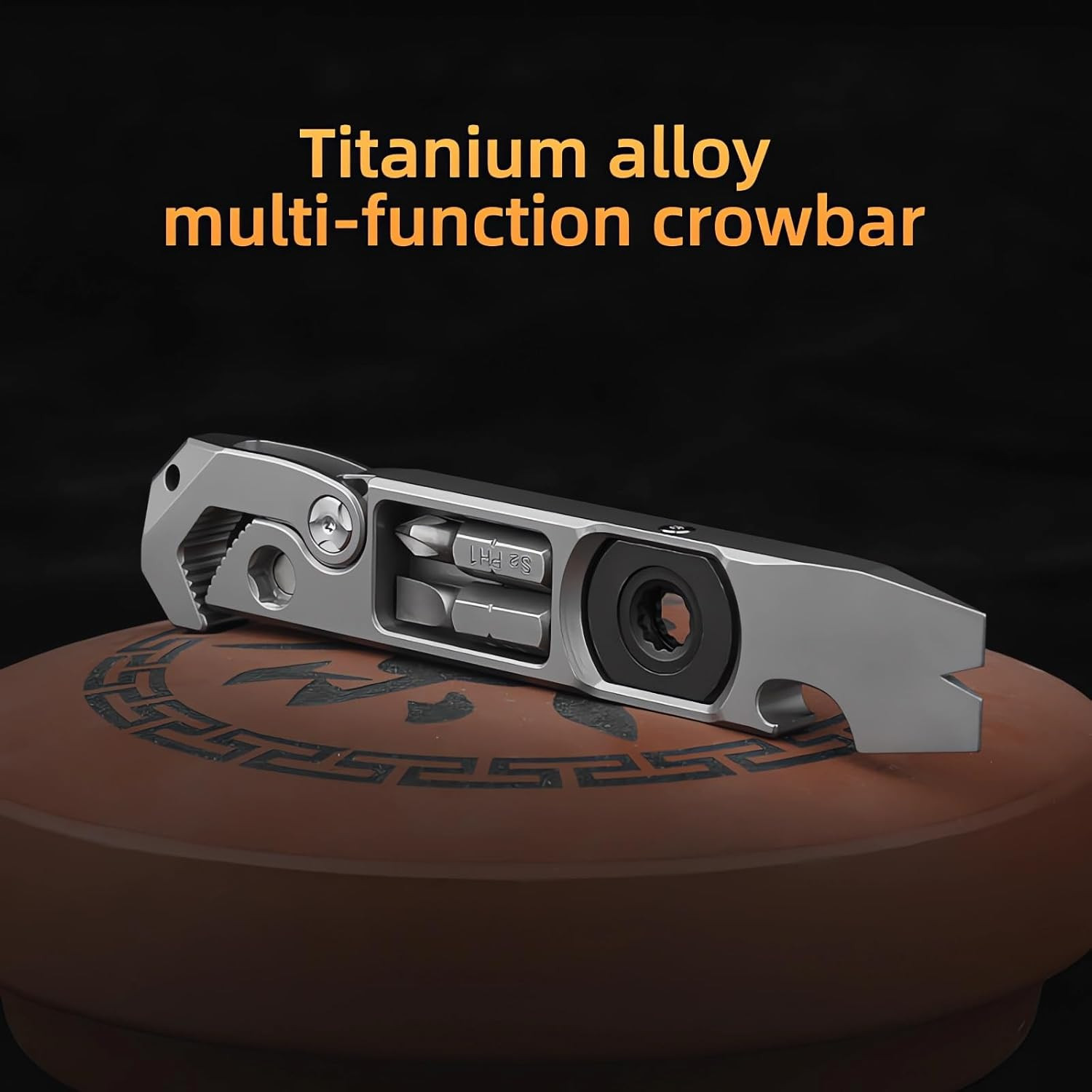 Titanium Pry Bar,Multi-Tool,Edc Tool,Versatile Pry Tool,Bottle Opener,Wrench,Rat