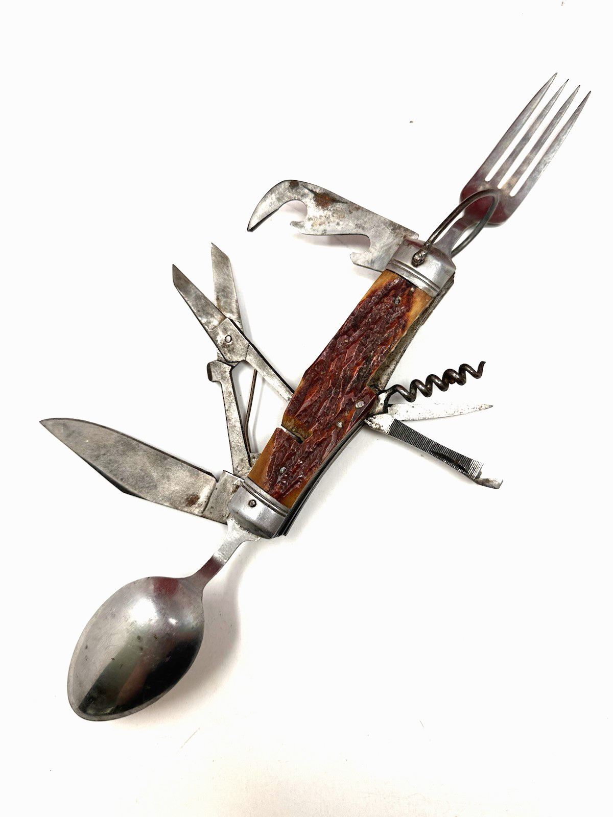 Multi Tool Hunting VTG JAPAN Hobo Tool Fork Spoon Knife Opener Scissors & MORE
