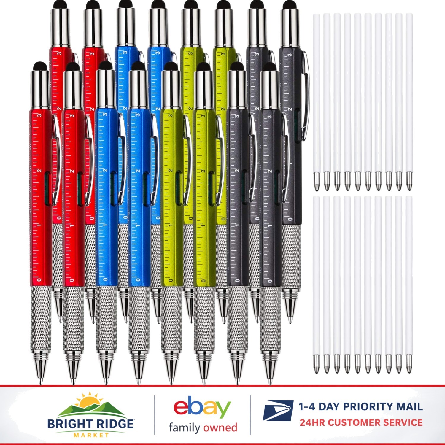 Portable 6 in 1 Gadget Pen Set, 16 Pcs with Level & Screwdriver Features