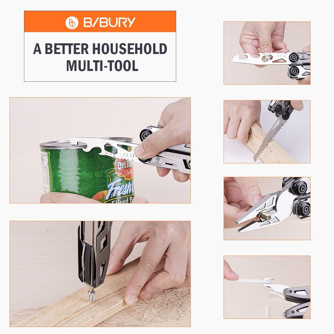 Multitool Pliers, 18 in 1 Multi Tool with Titanium-Plated Handle & Safety Hammer
