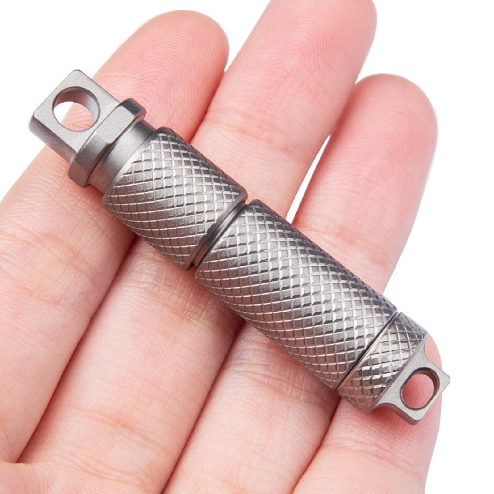 Titanium Alloy Capsule EDC Pill Storage Container Keychain Holder Waterproof