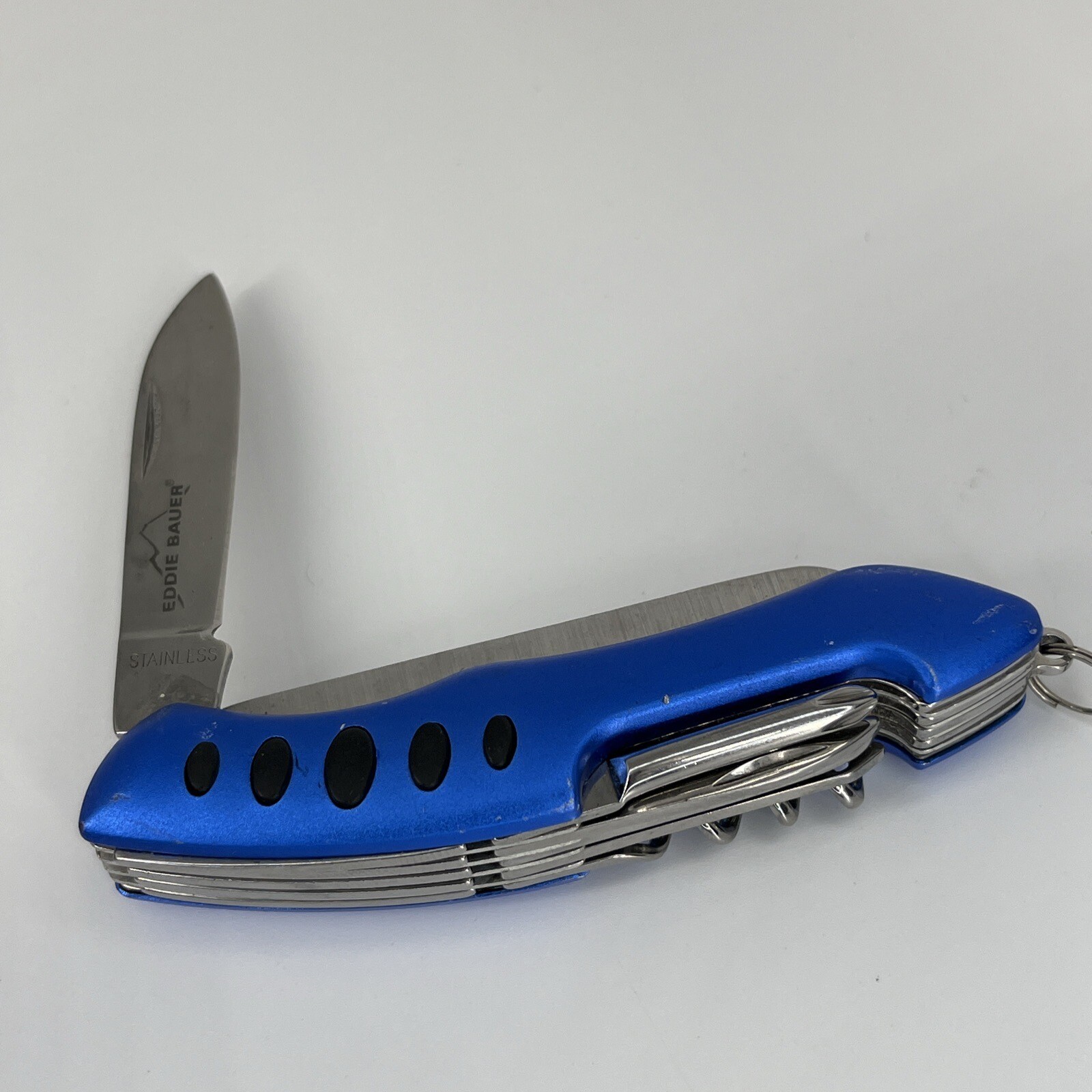 EDDIE BAUER Blue Pocket Knife Multi Tool – Stainless Steel – 11 Tools GREAT!