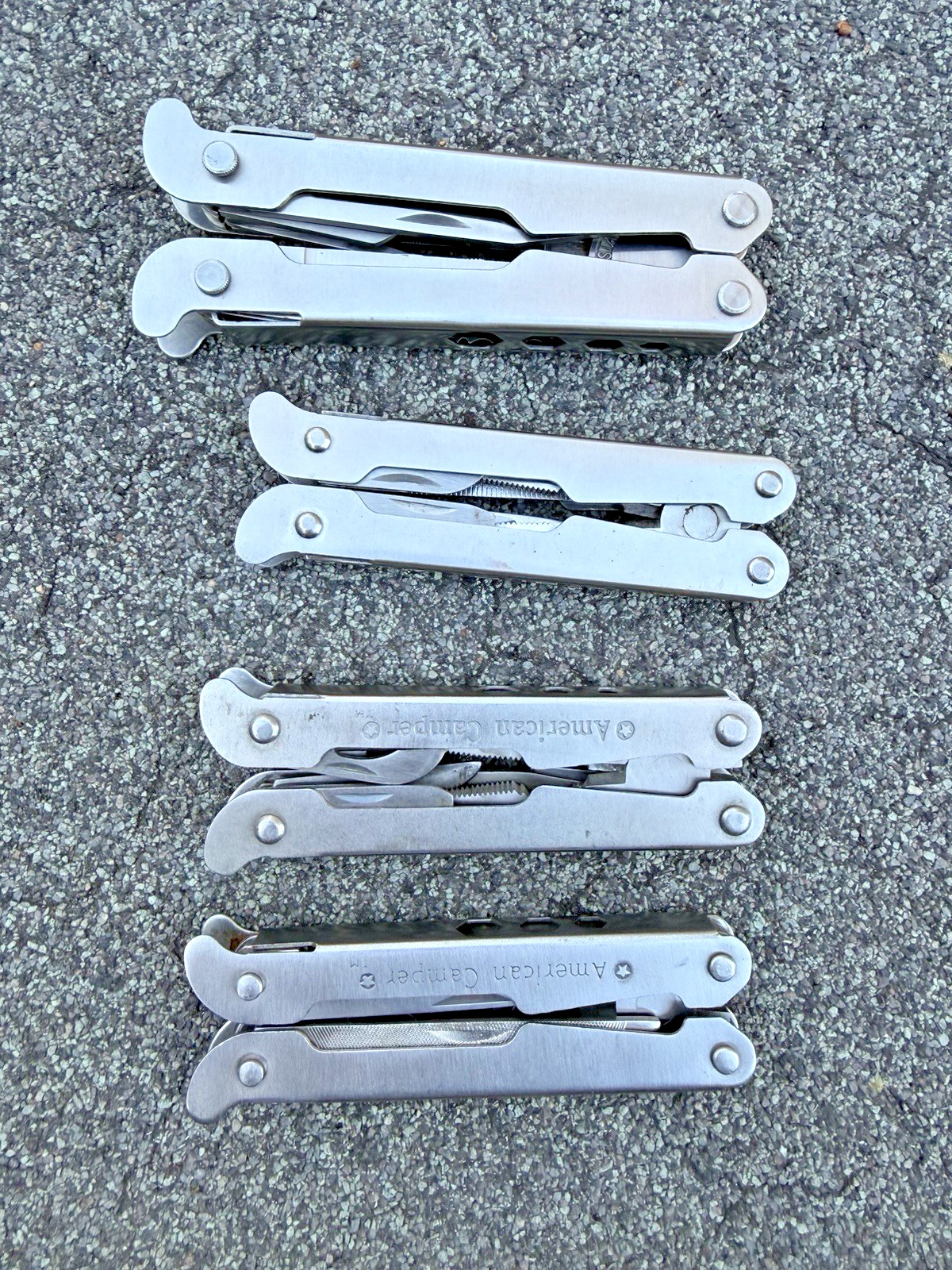 Vintage American Camper Multi-Tools, Lot of 4, Pocket Knife Pliers Screwdriver