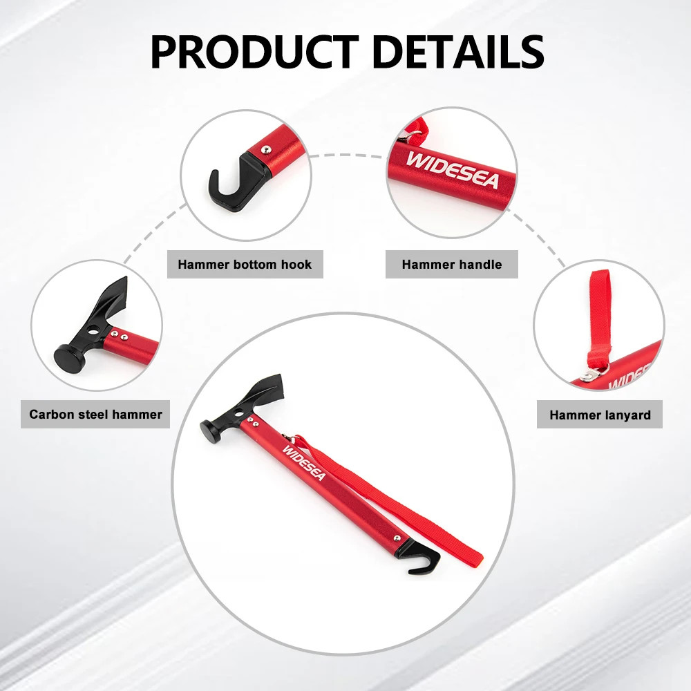 Widesea Aluminum Alloy Camping Nail Hammer Strong Durable Easy to Carry Multifun
