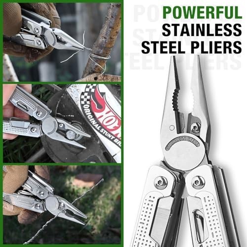 18-in-1 Multi Tool Pliers, Stainless Steel Pocket Knife, Screwdriver & Sheath fo