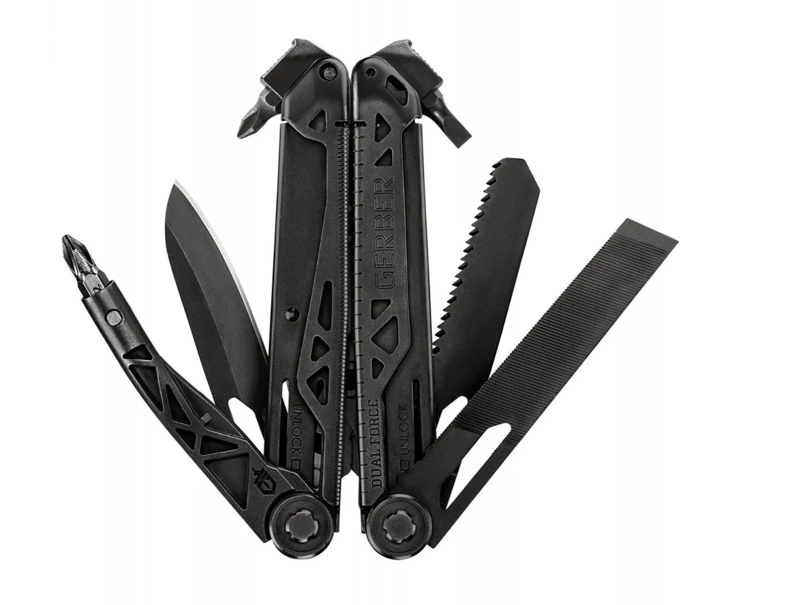 Gerber Dual Force Multi-Tool 12-in-1 Black Pliers Heavy Duty + Sheath NEW