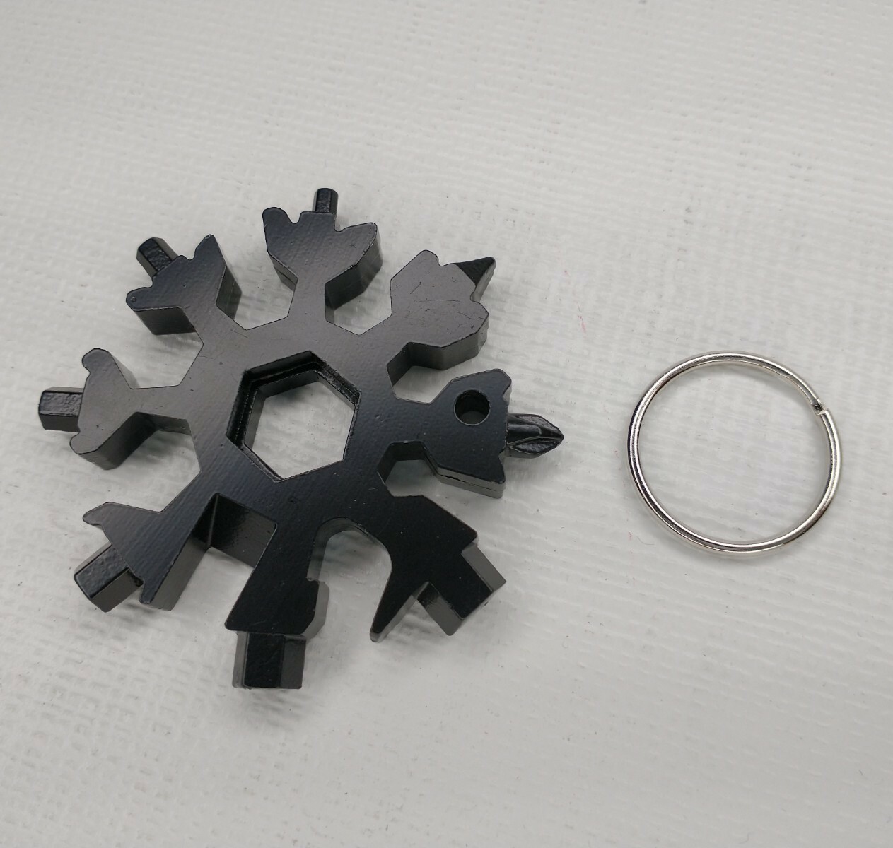 Black Snowflake Multi Tool Keychain Key Ring Gift Idea