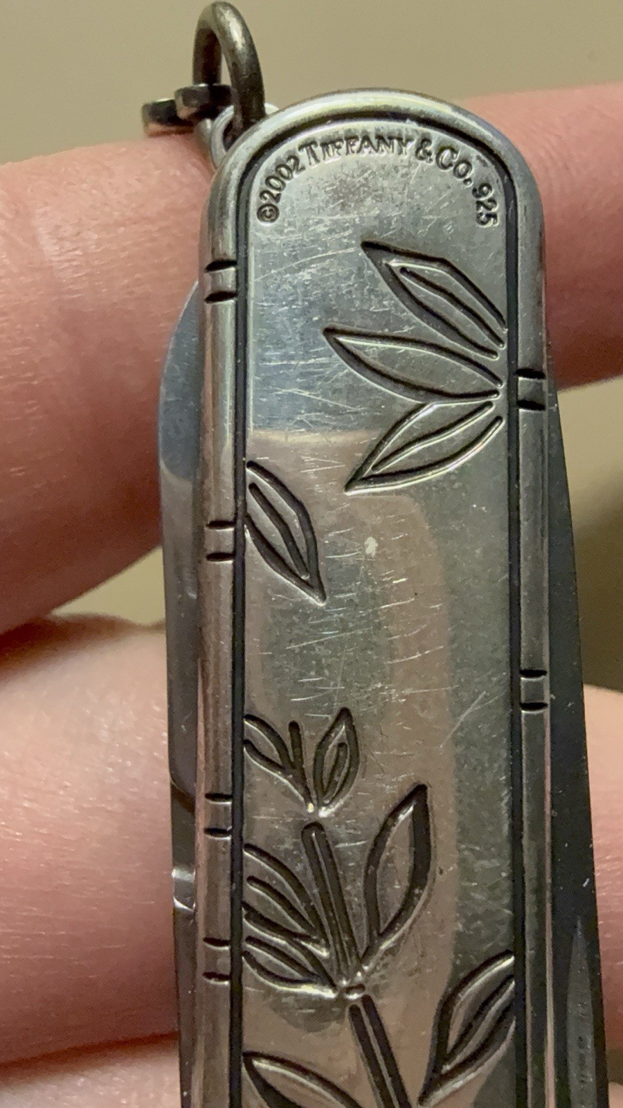 Tiffany and Co. Silver Swiss Army Knife in Bamboo Pattern